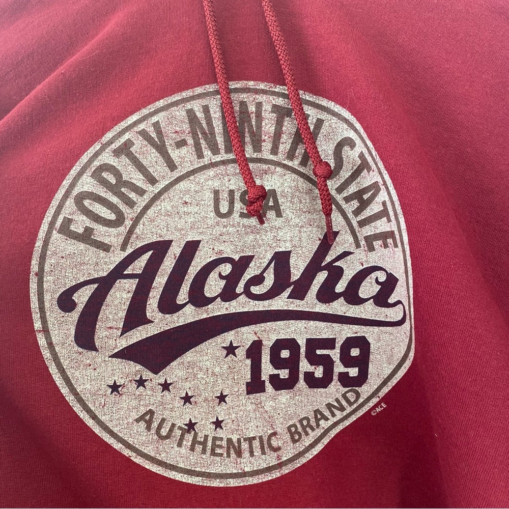 Alaska Hoodie Dark Red Sz Large Outdoor Nature - Picture 2 of 4